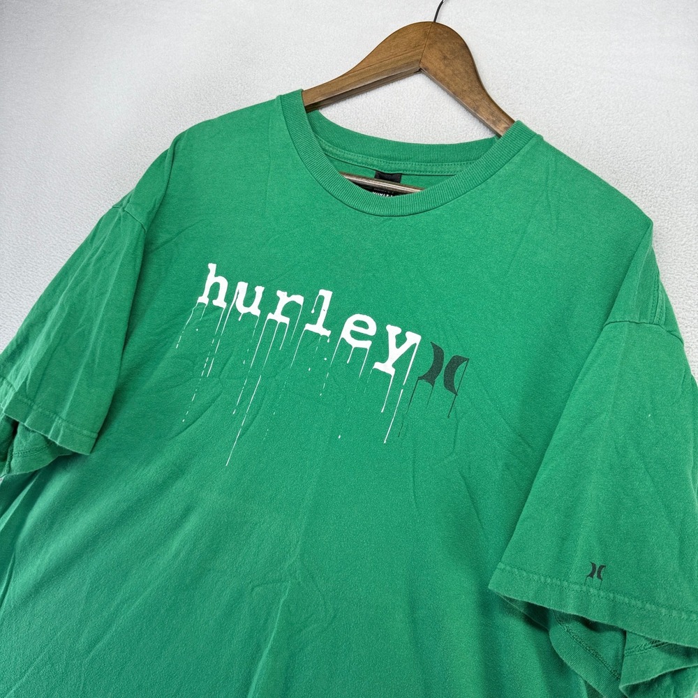 Vintage Hurley Shirt Men's 2XL Green White Spellout Skater Surf Logo y2k 2000s